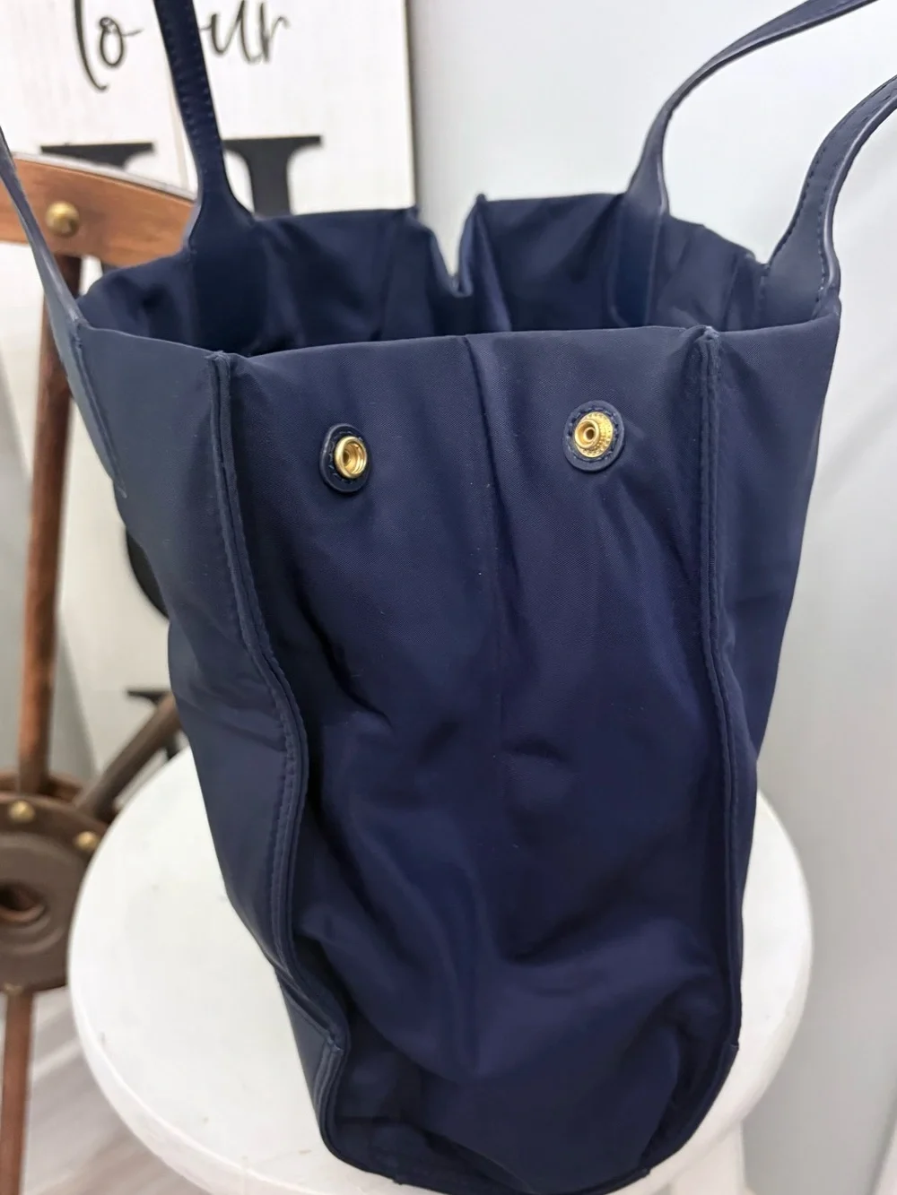 💙 TORY BURCH Dark Navy Ella Nylon Tote with Leather Trim NWOT